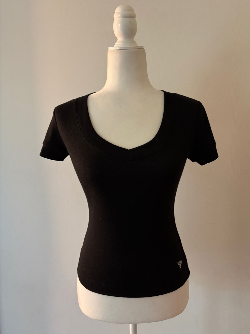 Guess Black V-Neck Short Sleeve Top